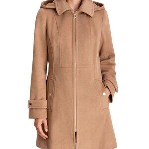 Michael Kors Camel Color Wool Hooded Coat Size Large